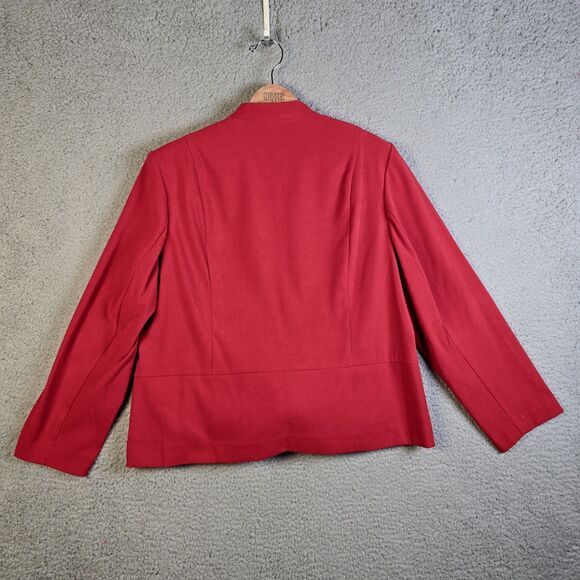 JM Collection Red Suede Like Zip Up Jacket 18W Plus Minimalist Blazer Trending - Picture 10 of 11